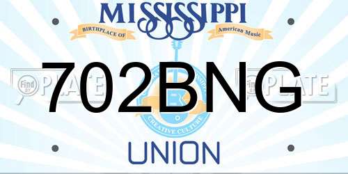 702BNG Mississippi License Plate