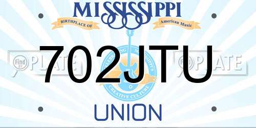 702JTU Mississippi License Plate
