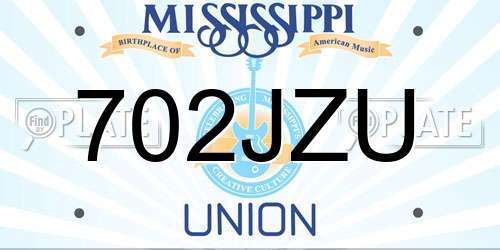 702JZU Mississippi License Plate