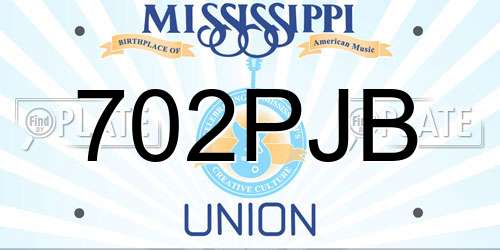 702PJB Mississippi License Plate