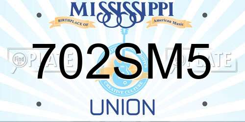 702SM5 Mississippi License Plate
