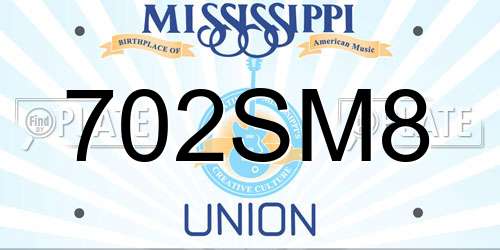 702SM8 Mississippi License Plate