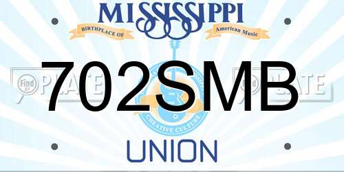 702SMB Mississippi License Plate