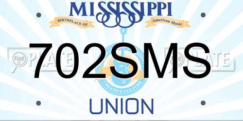 702SMS Mississippi License Plate