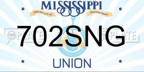 702SNG Mississippi License Plate