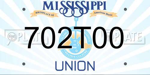 702T00 Mississippi License Plate