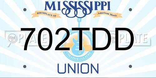 702TDD Mississippi License Plate