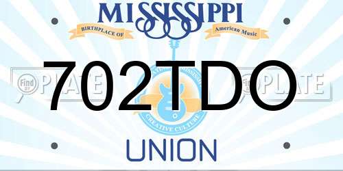 702TDO Mississippi License Plate