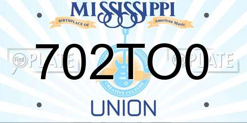 702TO0 Mississippi License Plate