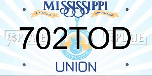 702TOD Mississippi License Plate