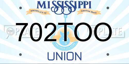 702TOO Mississippi License Plate