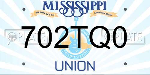 702TQ0 Mississippi License Plate