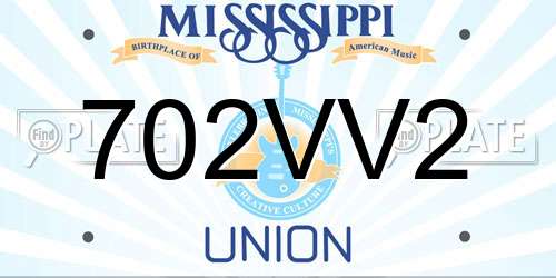 702VV2 Mississippi License Plate