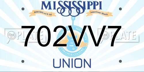 702VV7 Mississippi License Plate
