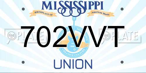 702VVT Mississippi License Plate