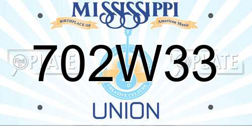 702W33 Mississippi License Plate