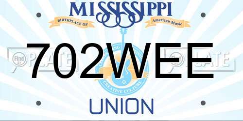 702WEE Mississippi License Plate