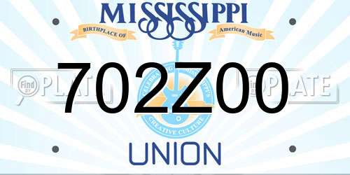 702Z00 Mississippi License Plate