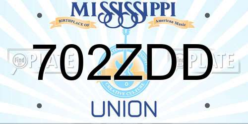 702ZDD Mississippi License Plate