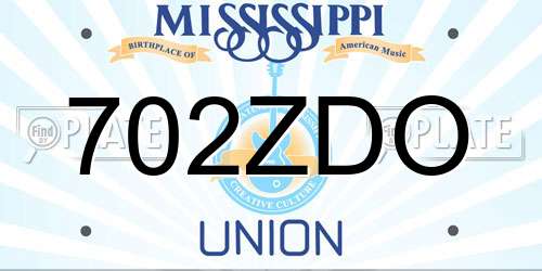 702ZDO Mississippi License Plate