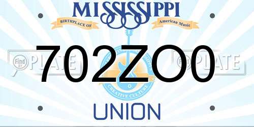 702ZO0 Mississippi License Plate