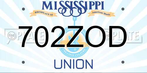 702ZOD Mississippi License Plate