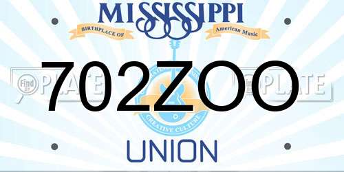 702ZOO Mississippi License Plate