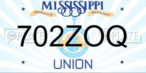 702ZOQ Mississippi License Plate