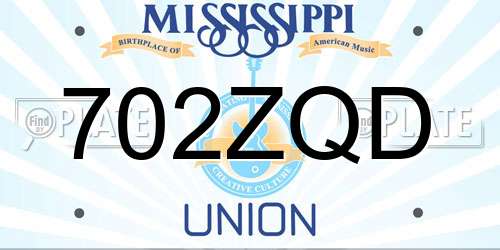 702ZQD Mississippi License Plate