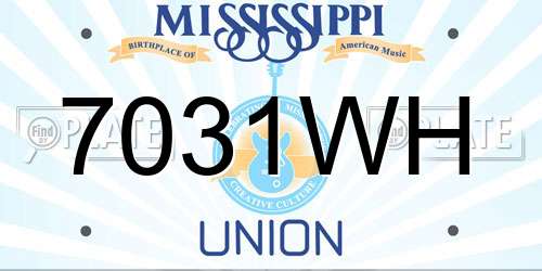 7031WH Mississippi License Plate