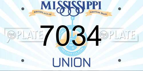 7034 Mississippi License Plate
