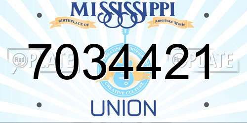 7034421 Mississippi License Plate