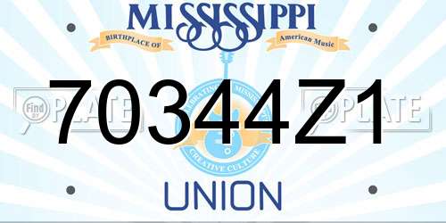 70344Z1 Mississippi License Plate