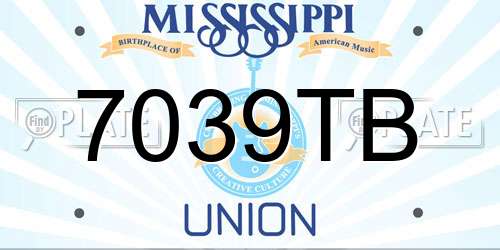 7039TB Mississippi License Plate