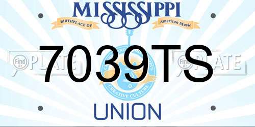 7039TS Mississippi License Plate
