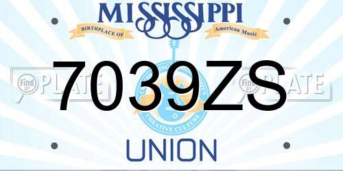 7039ZS Mississippi License Plate