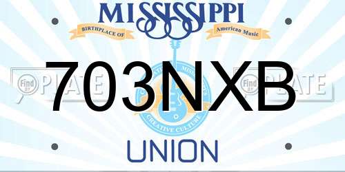 703NXB Mississippi License Plate