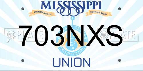703NXS Mississippi License Plate