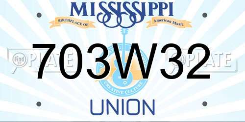 703W32 Mississippi License Plate