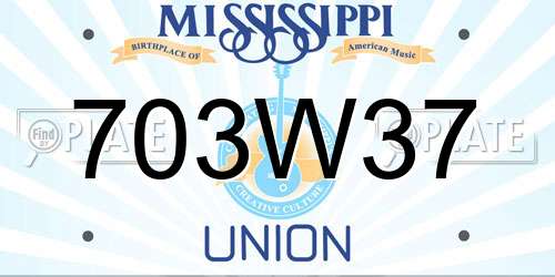 703W37 Mississippi License Plate