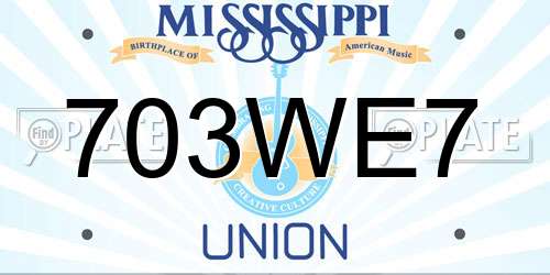 703WE7 Mississippi License Plate