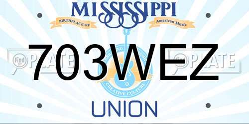 703WEZ Mississippi License Plate