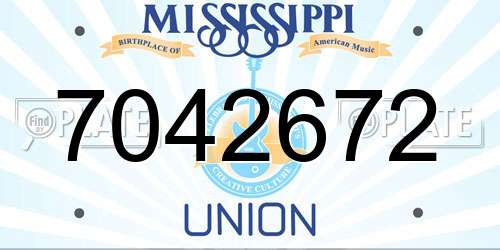 7042672 Mississippi License Plate