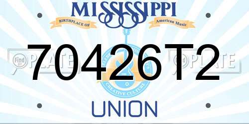70426T2 Mississippi License Plate