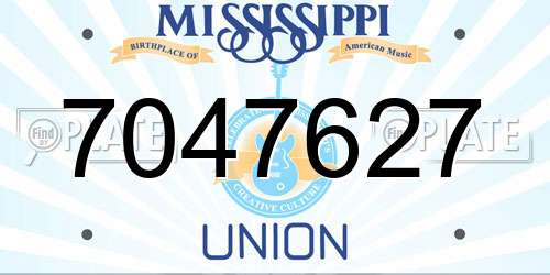 7047627 Mississippi License Plate