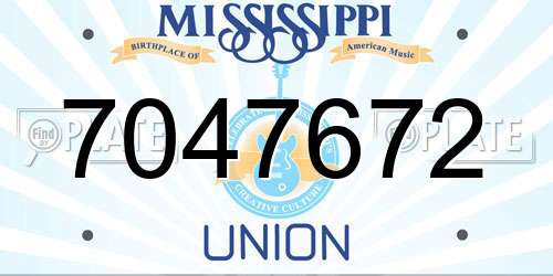 7047672 Mississippi License Plate