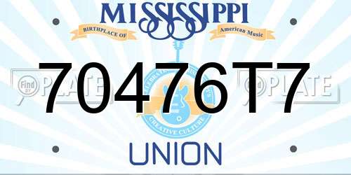 70476T7 Mississippi License Plate