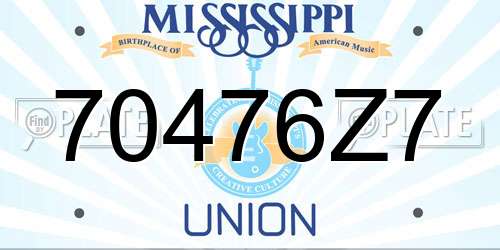70476Z7 Mississippi License Plate