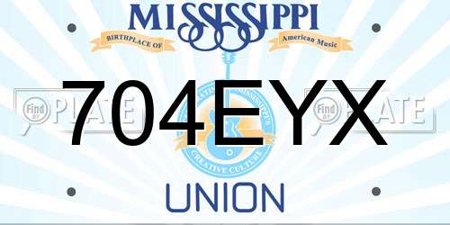 704EYX Mississippi License Plate