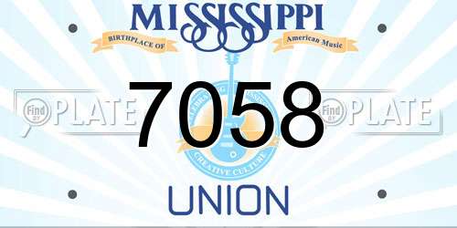 7058 Mississippi License Plate